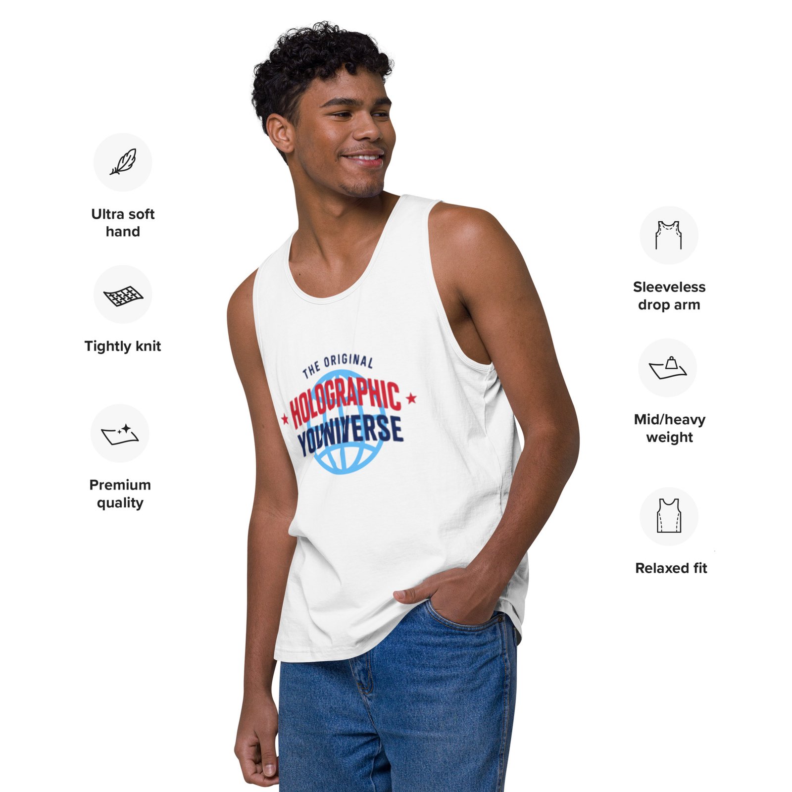 Holographic YOUniverse Tank Top – Unisex 100% Cotton Holographic Universe Vest - Image 4