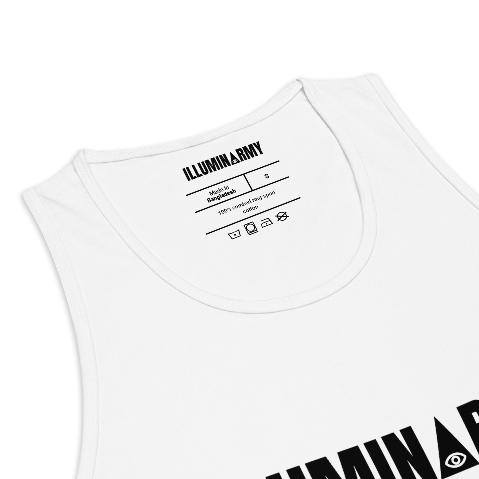 Illuminarmy Tank Top – Unisex 100% Cotton Illuminati Vest | Inspirational Activist Clothes (Black Text) - Image 3